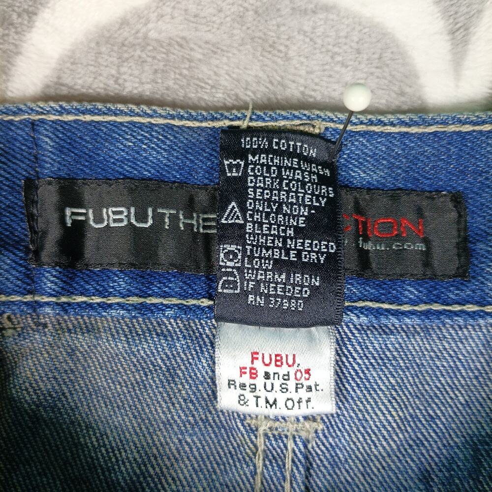 FUBU The Collection Baggy Jeans Women Size‎ 14 Blue Carpenter 28x27 Streetwear - Picture 13 of 13